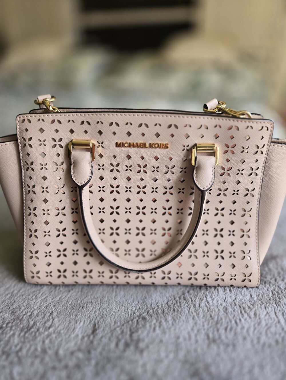 Michael Kors Blush Pink Selma Saffiano Satchel with Shoulder Strap - Picture 3 of 7